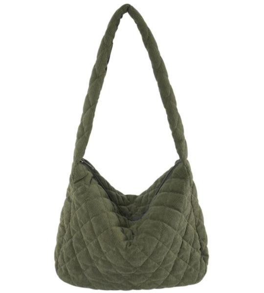 Schoudertas voor dames, handtas, corduroy tassen, grote shopper, tote bag, schoudertas, casual crossbody tas voor school, kantoor, werk, reizen, uitstapjes, winkelen, 01, groen, La