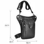 Waterdichte motortas lederen heren multifunctioneel ontwerp kleine koerierstas reizen riem taille pack drop been bag zakje (zwart)