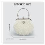 Dames Pearl Kralen Clutch Portemonnees Vintage Kristal Bruid Avondtas voor Bruiloft Cocktail Party Prom, Beige a