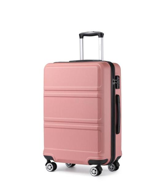 Kono Reiskoffer, trolley met harde schaal, handbagage, dubbele wielen, lichtgewicht, ABS-kunststof, met cijferslot, 55 cm, beige