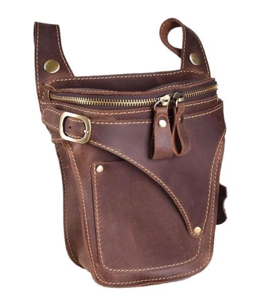 Waterdichte Motorfiets Tas Lederen Motorfiets Tas Voor Mannen Lederen Riem Tas Vintage Mannen Taille Pack Mannelijke Hip Fanny Packs Tas
