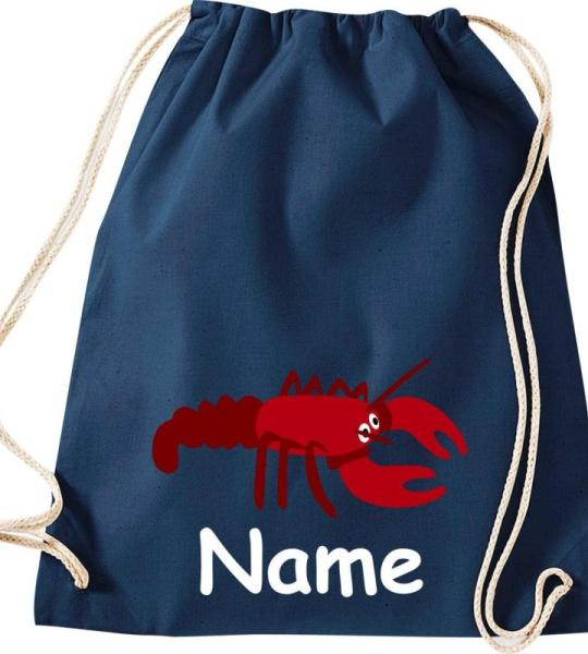 ShirtInStyle Turnbeutel, Tiere Hummer mit Wunschnamen, Kinder, Stoffbeutel, Kinderrucksack, Jute, Gymsack,