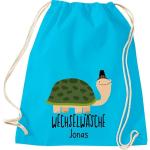 ShirtInStyle Kindergymtas, grappige dieren schildpad, verwisselbaar ondergoed met tekst naar wens, kinderen, dierentuin kinderdag familie, gymtas