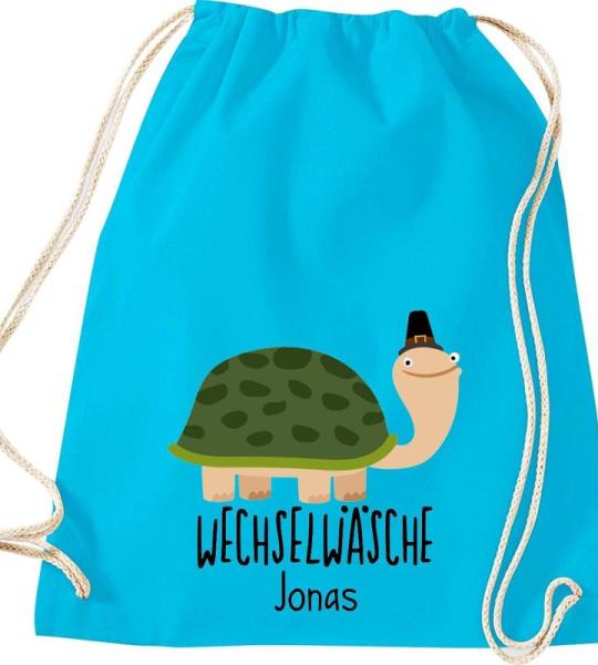 ShirtInStyle Kindergymtas, grappige dieren schildpad, verwisselbaar ondergoed met tekst naar wens, kinderen, dierentuin kinderdag familie, gymtas