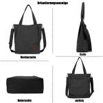 Shopper schoudertas voor dames, middelgroot, groot, met ritssluiting, grote werktas, handtas, schoudertassen voor werk, reizen, winkelen, school en dagelijks gebruik, zwart