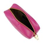 , Dames schoudertas, gewatteerd, van echt leer, gemaakt in Italië, model Nora, kleine tas met ketting schoudertas clutch voor dames, elegant meisje, Fuchsia