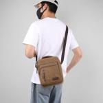 Foino Schoudertassen voor heren, handtas met veel zakken, schoudertas, grote capaciteit, zijtas, reistas, canvas, tablet, school, boekentas voor reizen