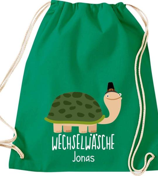 ShirtInStyle Kindergymtas, grappige dieren schildpad, verwisselbaar ondergoed met tekst naar wens, kinderen, dierentuin kinderdag familie, gymtas