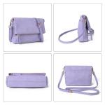 Schoudertas voor dames, schoudertas met ritssluiting, crossbody tas, lederen handtas, klein, dagrugzak, paars