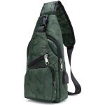 Sling Bag met USB-Oplading, Borsttas met Verstelbare Riem, Multi-Pocket Crossbody Borst Tas, Wandelen Casual Outdoor Borstzak voor Heren-Groene Camouflage