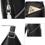 Borstzak, sling bag, PU-leer, schoudertas, crossbody bag, schoudertas, wandelsport, casual reisdagrugzak, sporttas voor heren, dames, meisjes en jongens, zwart