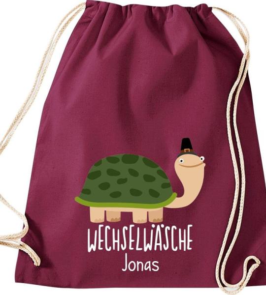 ShirtInStyle Kindergymtas, grappige dieren schildpad, verwisselbaar ondergoed met tekst naar wens, kinderen, dierentuin kinderdag familie, gymtas