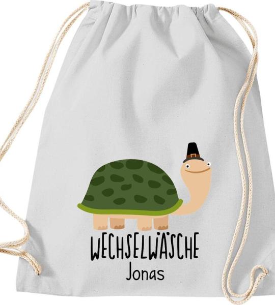 ShirtInStyle Kindergymtas, grappige dieren schildpad, verwisselbaar ondergoed met tekst naar wens, kinderen, dierentuin kinderdag familie, gymtas