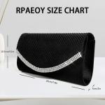 Clutch Bags voor Vrouwen Sprankelende Strass Diamante Satijn Avondtas Afneembare Ketting Riem Handtas Bruiloft Engagement Cocktail Party Banket Datum Prom Formele Jurk Dames, Zwart