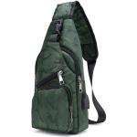 Sling Bag met USB-Oplading, Borsttas met Verstelbare Riem, Multi-Pocket Crossbody Borst Tas, Wandelen Casual Outdoor Borstzak voor Heren-Groene Camouflage
