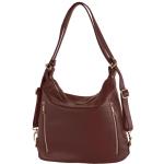 - T249 - ital. Dames rugzak tas 2 in 1 leer, bordeauxrood, Medium