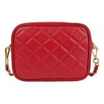 , Nora Gewatteerde damesschoudertas met ketting, van echt leer, gemaakt in Italië, kleine tas voor clutch ceremonie, elegant, model Nora, Rood, 21x7x15 cm