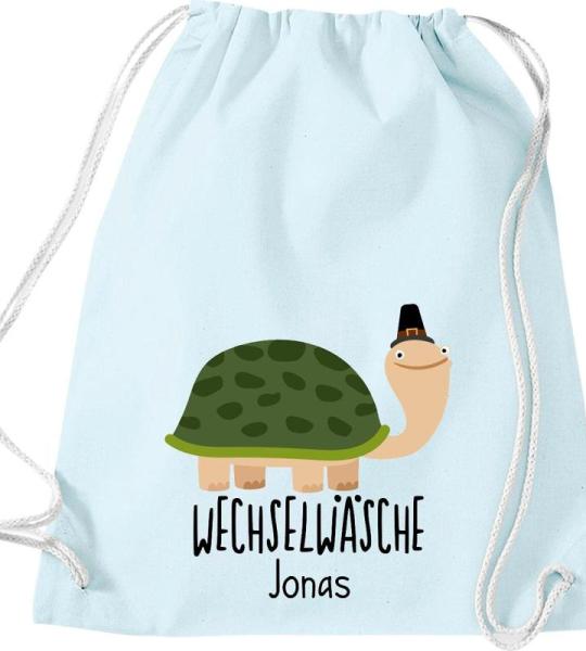 ShirtInStyle Kindergymtas, grappige dieren schildpad, verwisselbaar ondergoed met tekst naar wens, kinderen, dierentuin kinderdag familie, gymtas
