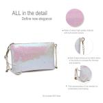 Dames fashion pailletten tas mini clutch kleine dames kettingtas schoudertas voor bruiloften, dates en verschillende gelegenheden, wit-roze