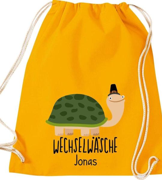 ShirtInStyle Kindergymtas, grappige dieren schildpad, verwisselbaar ondergoed met tekst naar wens, kinderen, dierentuin kinderdag familie, gymtas