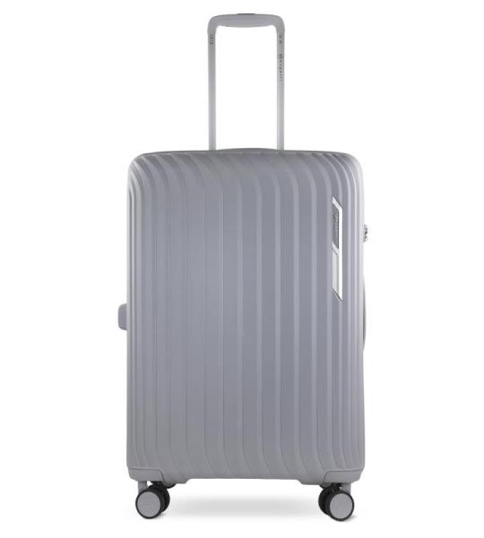 bugatti Hera Reiskoffer met harde schaal met 4 wielen (S, M, L), extra lichte reiskoffer van PP licht en handbagagetrolley, lichtgrijs, koffer