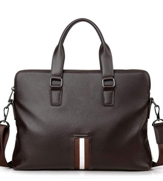 CHDWEY Umhängetaschen für Herren Männer Business Aktentasche Leder Laptop Handtasche Umhängetasche Kreuz Körpertasche Doppelschichten Messenger Bag Männliche Reisetasche(2)