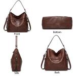 Sacmill Dameshandtas, PU-leer, schoudertas, shopper, topgreep, draagtas, elegante schoudertas voor vrouwen, zwart, Hobo