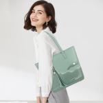 Handtas dames shopper grote damestas voor kantoor school winkelen, groen/wit., Retro