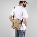 Foino Schoudertassen voor heren, handtas met veel zakken, schoudertas, grote capaciteit, zijtas, reistas, canvas, tablet, school, boekentas voor reizen