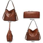 Sacmill Handtas voor dames, PU-leer, schoudertas, shopper, topgreep, draagtas, elegante schoudertas voor vrouwen, Khaki1023