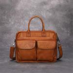 1 stuk handgemaakte aktetas voor heren, retro laptoptas, grote capaciteit, crossbody herentas (B, 27 x 36 x 10 cm)