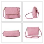 Schoudertas voor dames, schoudertas met ritssluiting, crossbody tas, leren handtas, klein, dagrugzak, roze