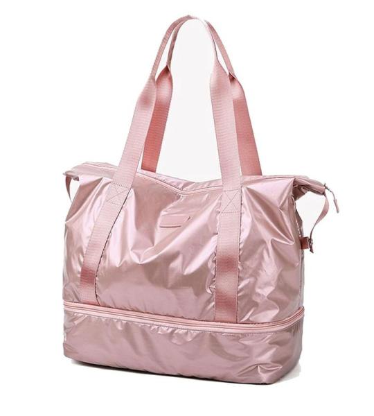 CHDWEY Umhängetaschen für Herren Rosa Sporttasche Frauen Fitness Gym Handtasche wasserdichte Yoga Weekend Taschen Licht Reise Schwimmen Ruffle Bluse mit Schuhfach(Pink)