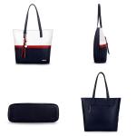 dames handtas meerkleurig gestreept schoudertas Shopper (marineblauw)