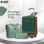 COOLIFE Koffer trolley koffer reiskoffer van ABS hard shell trolley 4 wielen TSA-slot de koffer bevat 1 reistas en 1 toilettas, donkergroen/bruin, koffer