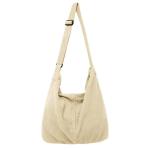 X SIM FITNESSX Unisex corduroy tas schoudertas grote dames shopper tas fashion stoffen tas voor dagelijks gebruik / kantoor / school / reizen, Kaki, Retro