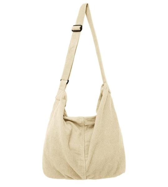 X SIM FITNESSX Unisex corduroy tas schoudertas grote dames shopper tas fashion stoffen tas voor dagelijks gebruik / kantoor / school / reizen, Kaki, Retro
