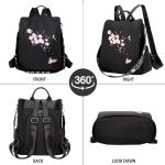 Rugzak Vrouwen Meisjes Nylon Kleine Handtas Casual Lichtgewicht Sterke Multifunctionele Rugzak voor School Kantoor Reizen Wandelen Camping, Zwart-125