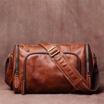Vintage schoudertas van echt leer heren schouder casual classic messenger man tassen (A)