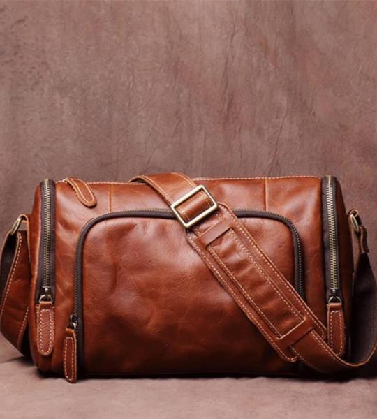 Vintage schoudertas van echt leer heren schouder casual classic messenger man tassen (A)