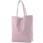 - T163 - Ital. Shopper Large met binnenvak van leer, paars, Large