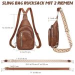 Borstzak voor dames, sling bag, 2-in-1 rugzak, klein, met 2 afneembare schouderbanden, PU-leer, crossbody tas, schoudertas, handtas, schoudertas, diefstalbestendig, zwart
