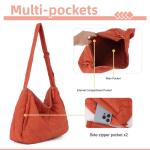 EVEOUT Puffer schoudertas voor dames, grote gewatteerde schoudertassen, lichte puffy tote shopper, gewatteerde schoudertassen, draagtas, werktas, oranje