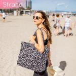 Grote strandtas voor dames, schoudertas, handtas, waterdicht, zanddicht met ritssluiting, voor zwembad, fitnessstudio, reizen, met zak voor natte spullen., luipaard