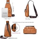 Sling tas voor heren, leren borsttas, waterdichte , casual lichte tas, mobiele telefoontas, crossbody tas voor wandelen, fietsen, kamperen, lichtbruin