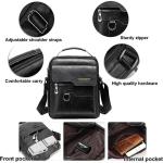 Hjkiopc Schoudertas heren schoudertas crossbody mobiele telefoon tas messenger bag herentas shulder bag lederen borstzak, A-zwart, Retro