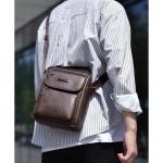Hjkiopc Schoudertas heren schoudertas crossbody mobiele telefoon tas messenger bag heren tas shulder bag lederen borstzak, C-donkerbruin, Retro