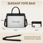 Shopper Grote laptophandtas voor dames, 15,6 inch, PU-leer, werktas, lerarentas, waterdicht, laptoptas met portemonnee voor business, kantoor, school, zwart, Satchel