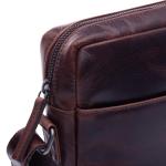 Dublin Schoudertas van premium leer, kleine handtas/schouderriem, voor heren en dames, handgemaakte schoudertas, bruin (kastanje), Small