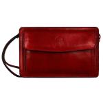 Leren Herenhandtas Clutch tas Heren Polstas Handgemaakt Italiaanse Volnerfleer, Rood